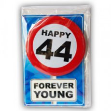 Carte de vœux avec badge à épingler 'Happy 44'