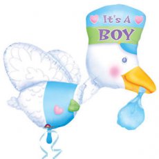 Baby Folieballon JUMBO Multi shape Ooievaar It's a Boy