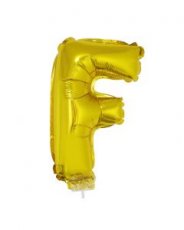 Folieballon Goud 16" met stokje letter 'F'