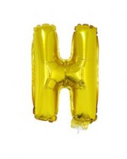 Folieballon Goud 16" met stokje letter 'H'