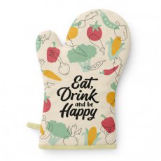 68744 Ovenhandschoen 'Eat, Drink and be Happy'