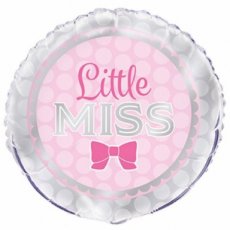 Baby Folieballon 45cm/18" Little Miss Pink Bow