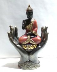 Boeddha Thai 28 cm Zwart in 2 handen