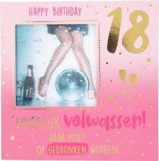 3111130-01 Muziek & 3D Wenskaart 18 Happy Birthday Einedlijk volwassen!..