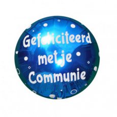 Communie Ballon Folie 18inch/45cm blauw