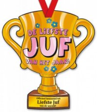 Liefste Juf Reuzemedaille/Trofee  +/-35x32cm