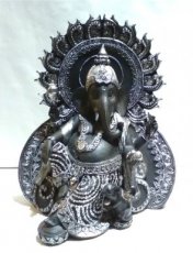 Boeddha Ganesha 31 cm Zwart/Zilver