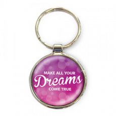 Porte-clés de luxe rond 'Make all your dreams come true'