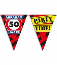 vlag18 Guirlande de fête Panneau de signalisation 10m 50 ans Abraham